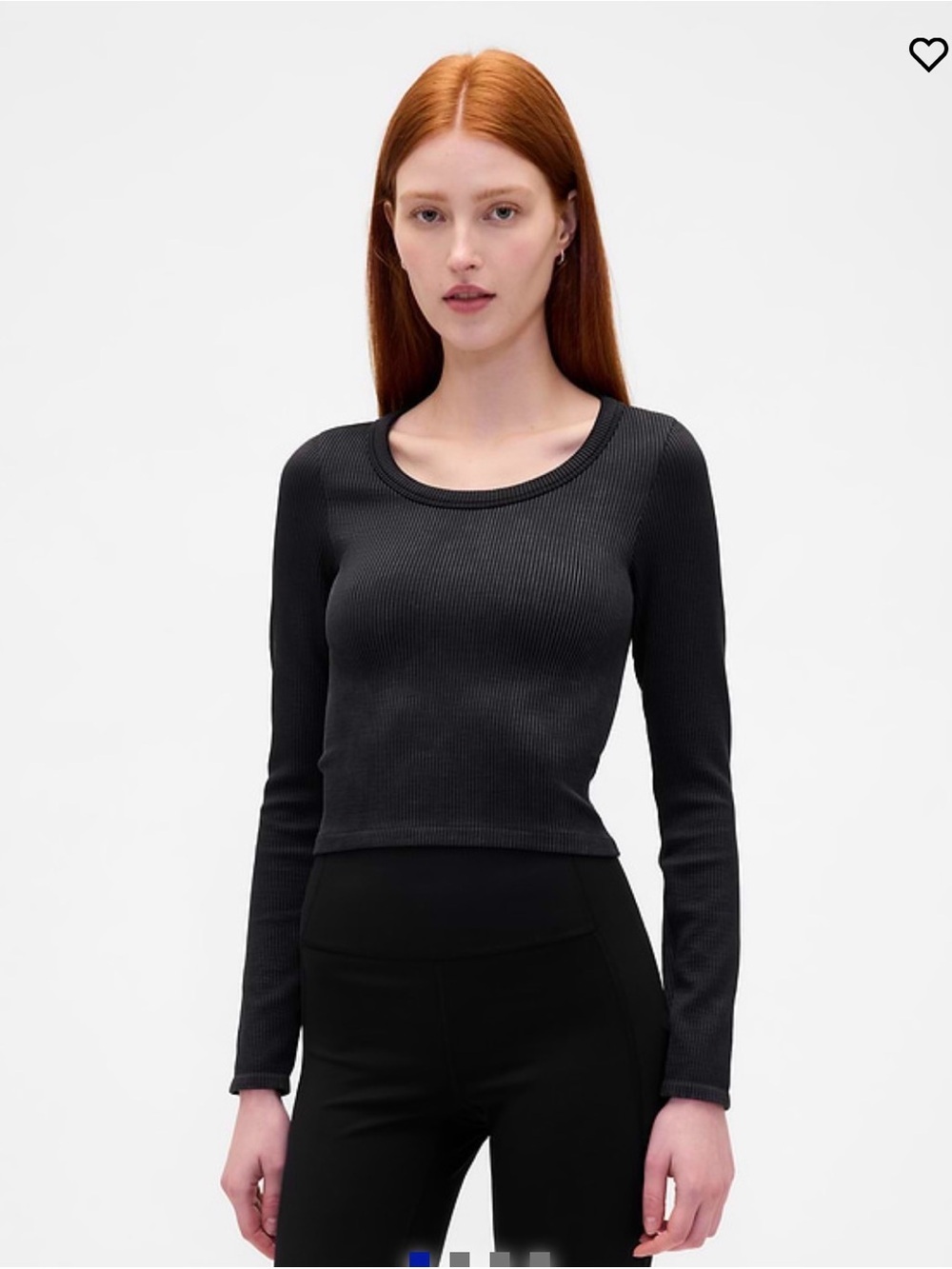 NWT Gap Black Ribbed Long-Sleeve Crop Top